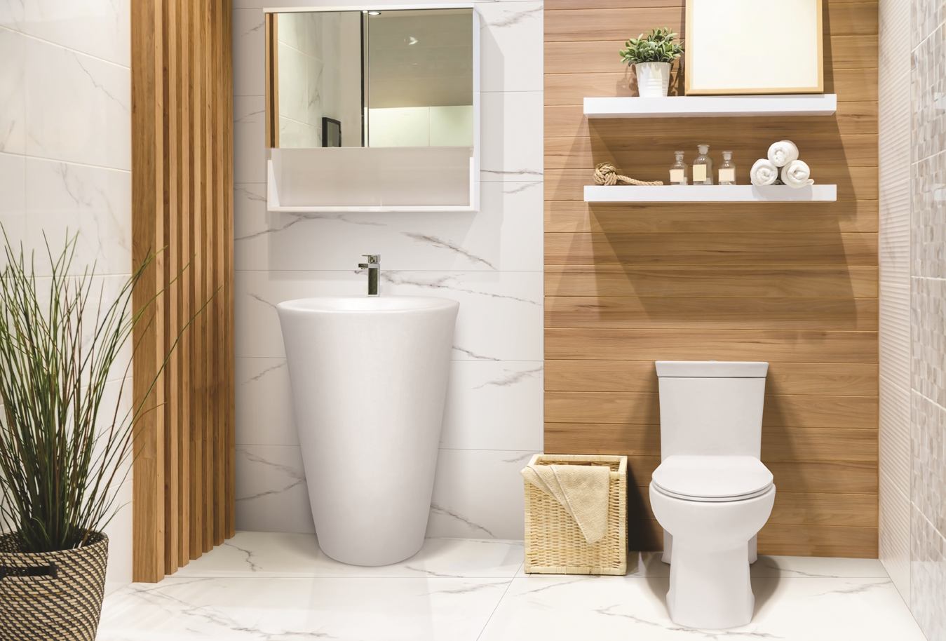 Stylish bathroom sink with faucet